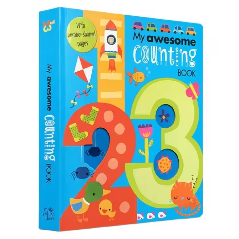 Kids Education Number - 私の素晴らしいカウンティングブック - 赤ちゃんや子供向けの英語ボードブック 数字の形をしたページが付いた数学学習教育玩具