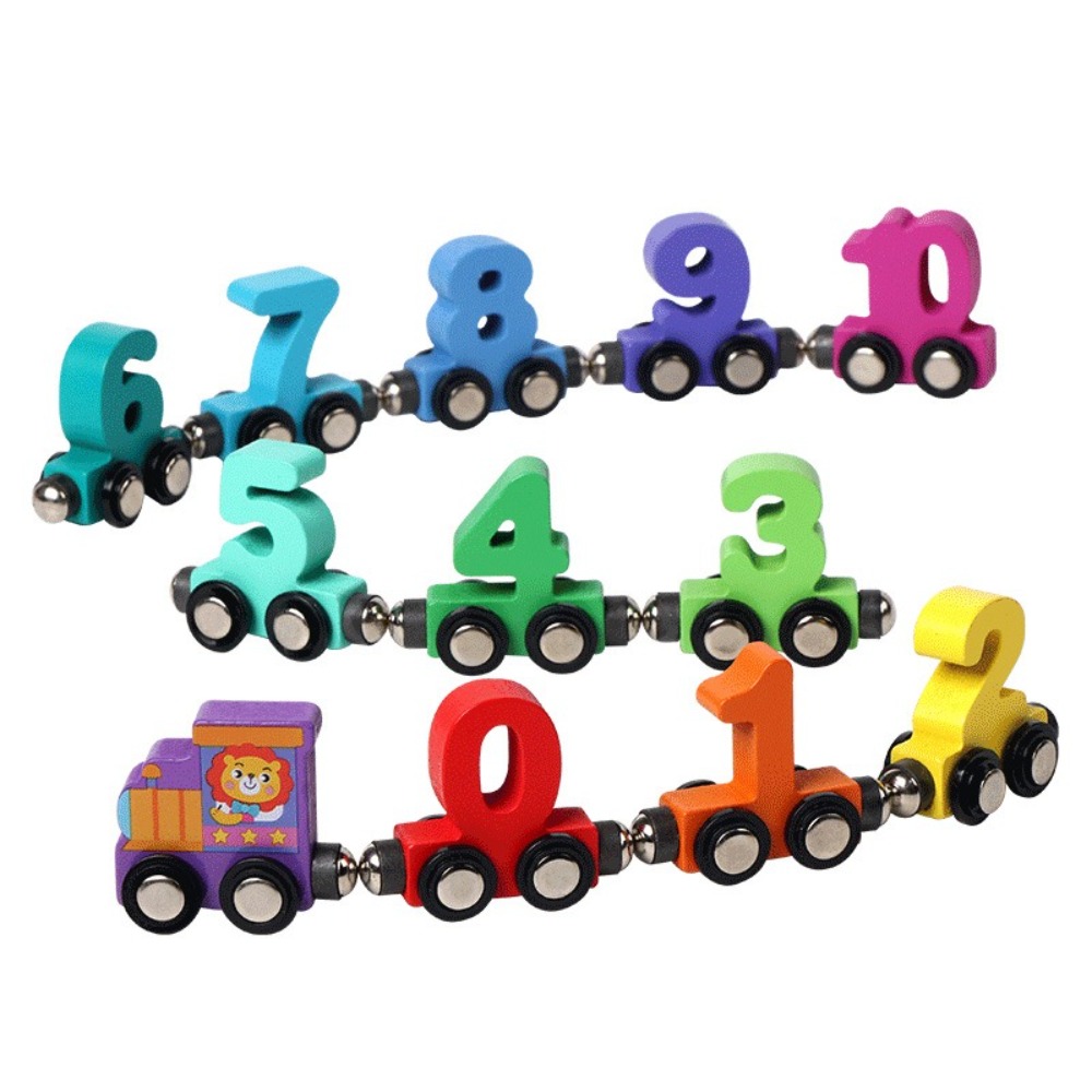 Kids Education Number - 1セット、0～10の数字が表示されるデジタル列車おもちゃ、カラフルなデジタル列車、早期教育用おもちゃ、磁石で連結できるレール、数字列車セット、子供向け。