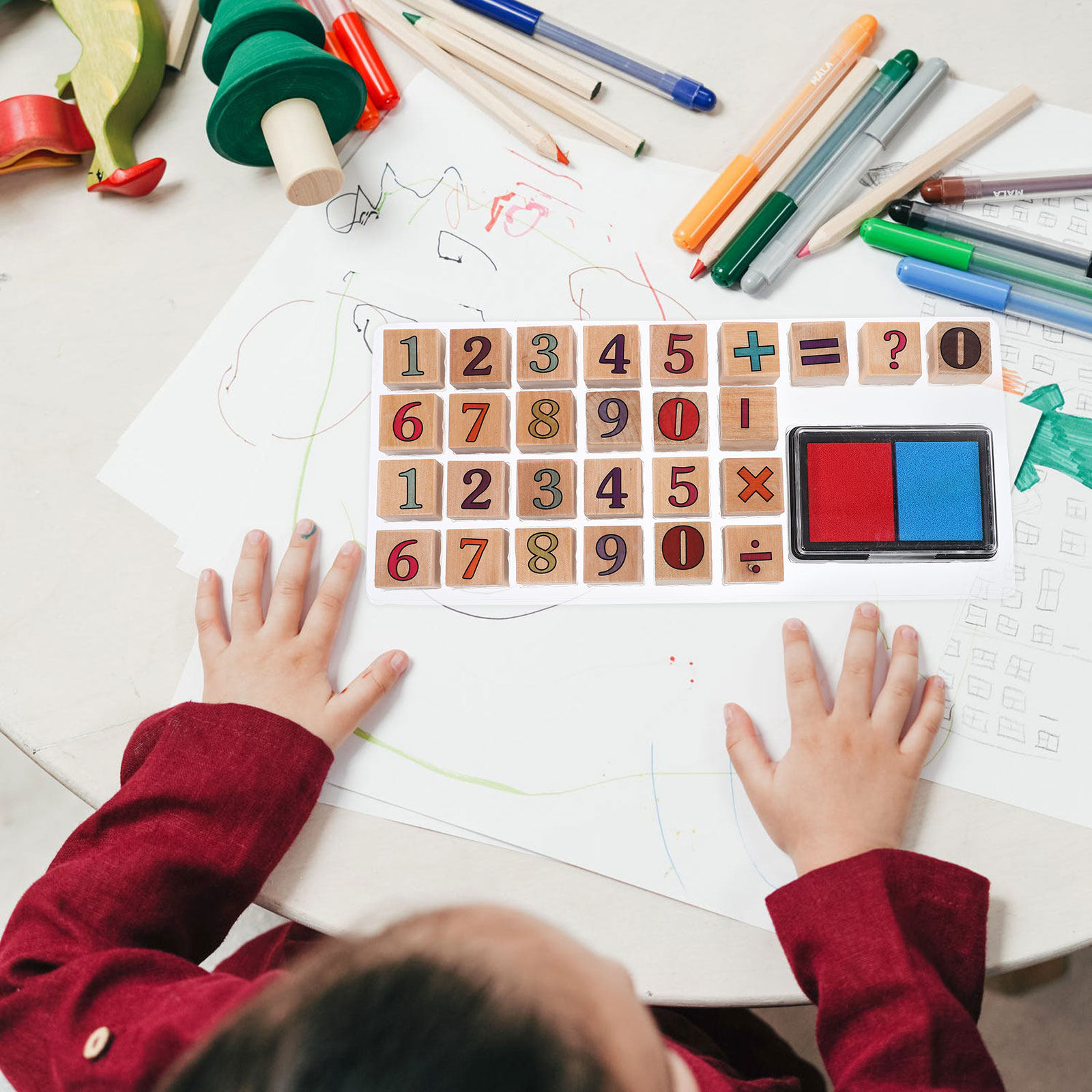 1セットの木製数字スタンプ。創造性を育む学習用スタンプで、子 - Kids Education Number のレビューと価格