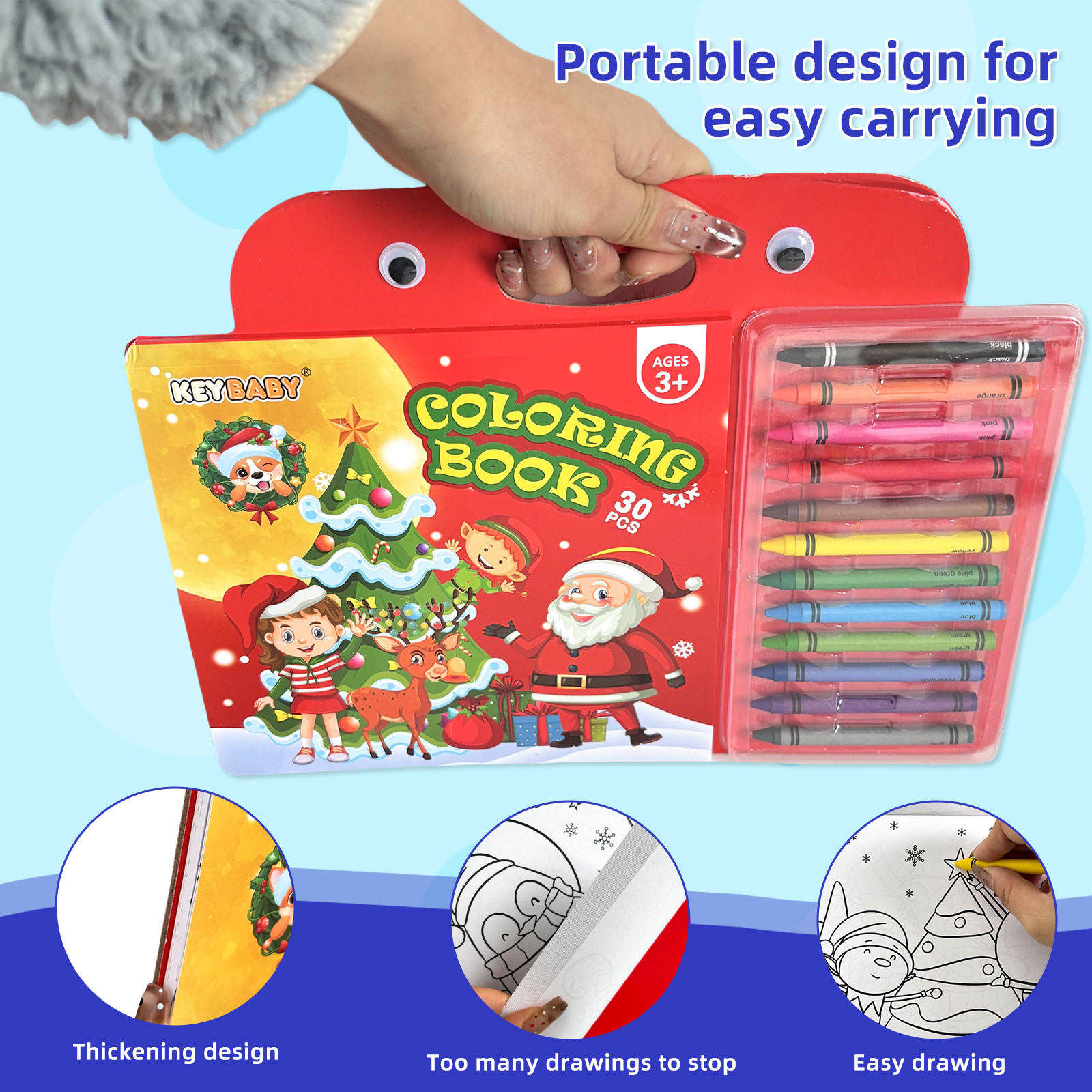 携帯用子供向けお絵かきぬりえセット 12色クレヨン クリスマ - Kids Education Activities のレビューと価格