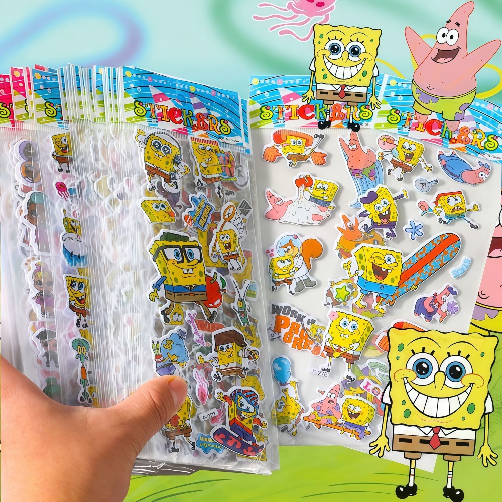 スポンジボブ 3D ステッカー 12 パック - かわいい漫 - Kids First Education のレビューと価格