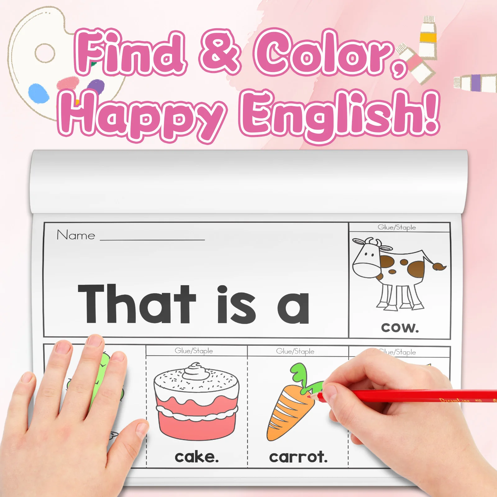 子供向け英語単語塗り絵ワークブック。かわいい漫画のイラストを - Kids Education Activities のレビューと価格