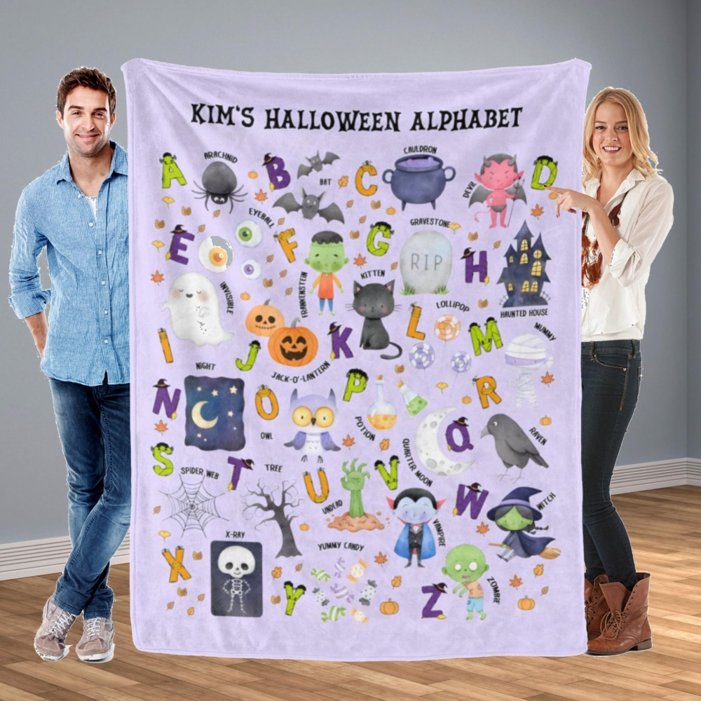 カスタムネーム ハロウィン アルファベット スローブランケッ - Kids Education Name のレビューと価格